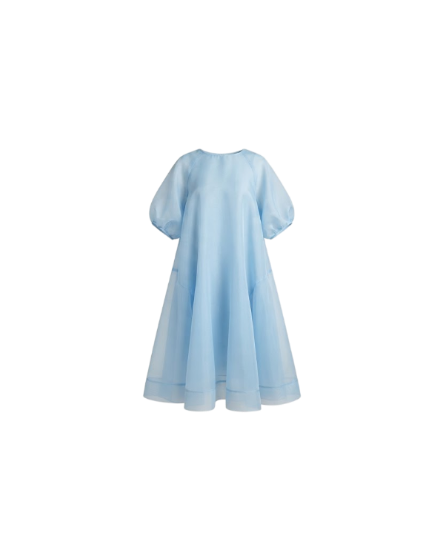 Blaues Midi-Kleid aus Organza in weiter Passform